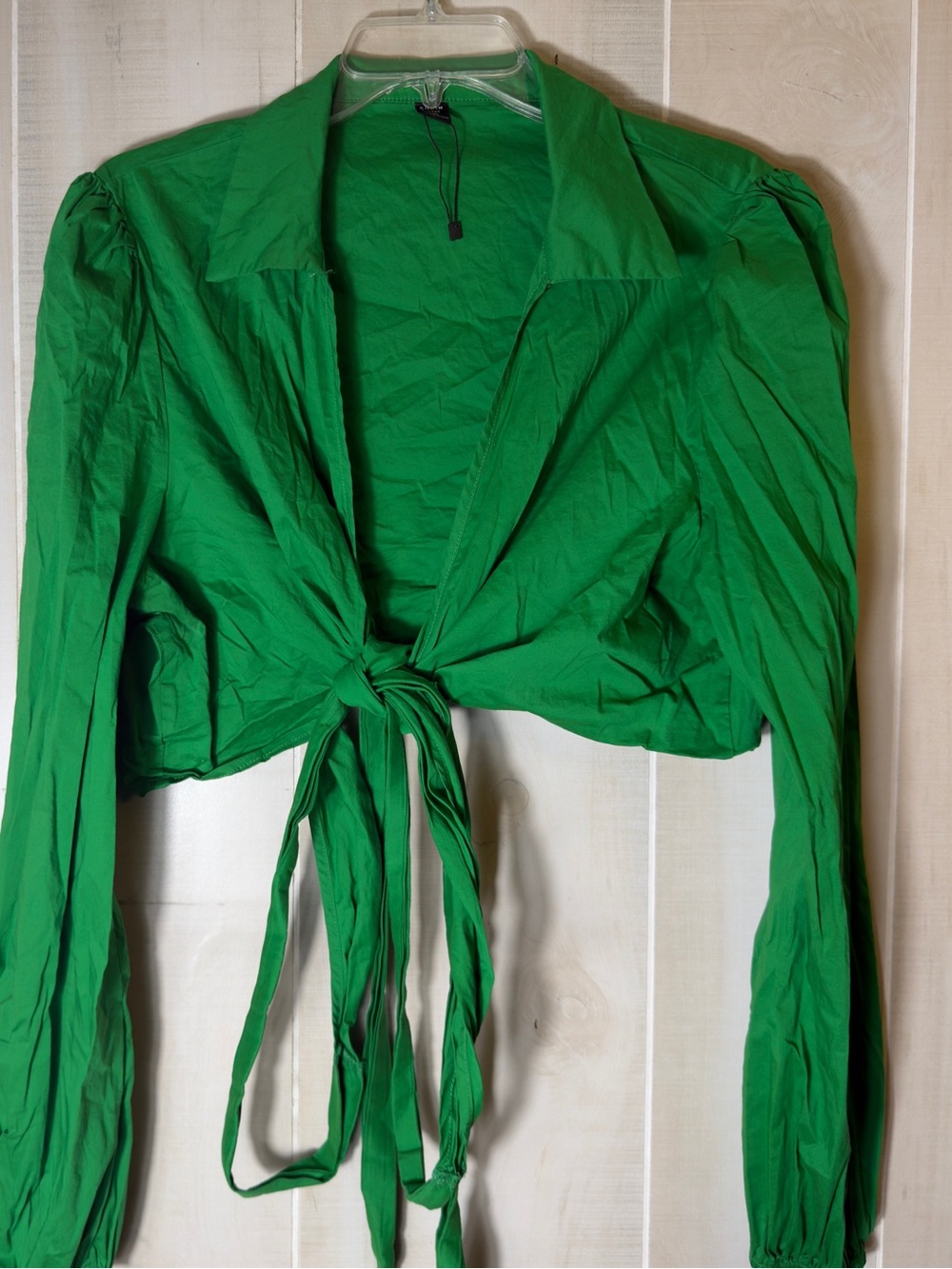 SHEIN green tie front crop blouse long sleeve plus size top plus size 4x